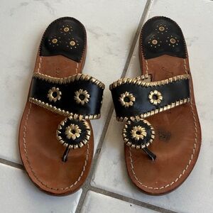 Jack Rogers Black and Gold Sandals